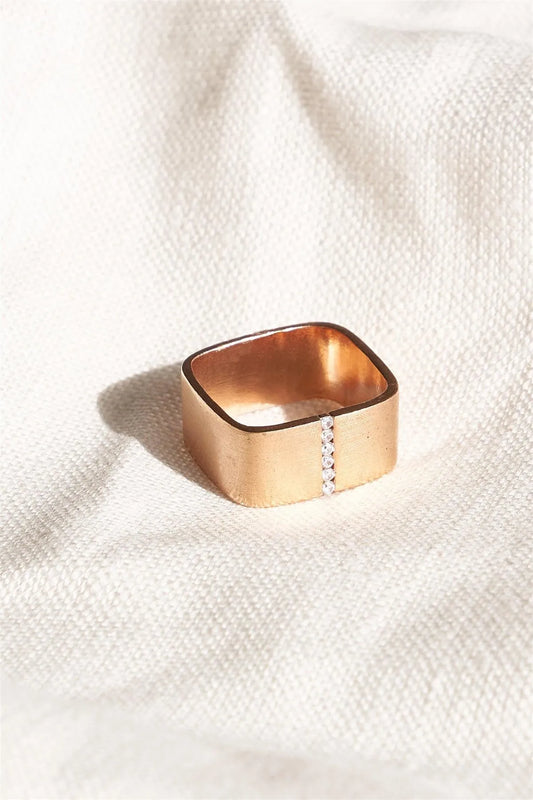 Rose Gold Square Diamond Ring /5 Pieces - Tasha Apparel Wholesale
