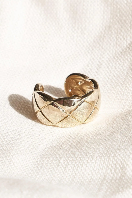 Gold Quilted Texture Metal Ring /4 Pieces - Tasha Apparel Wholesale