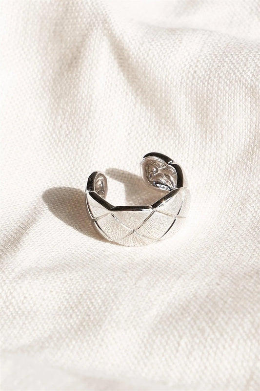 Silver Quilted Texture Metal Ring /4 Pieces - Tasha Apparel Wholesale