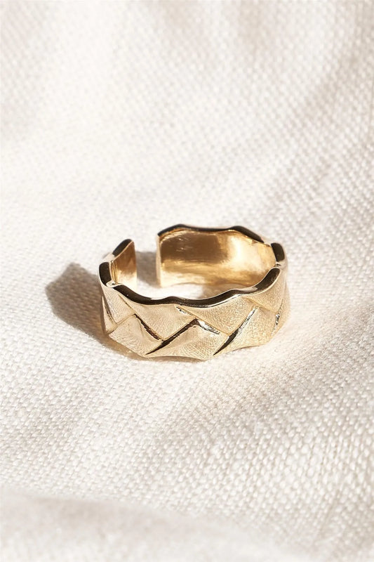 Gold Metallic Textured Ring /6 Pieces - Tasha Apparel Wholesale