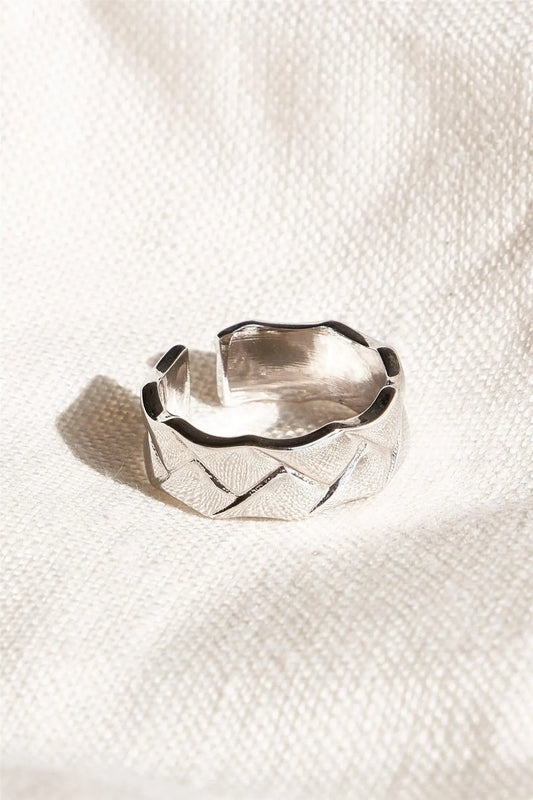 Silver Metallic Textured Ring /4 Pieces - Tasha Apparel Wholesale