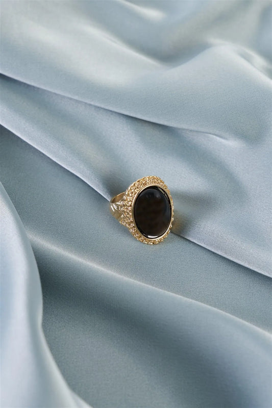 Black Oval Gemstone Ring /6 Pieces - Tasha Apparel Wholesale