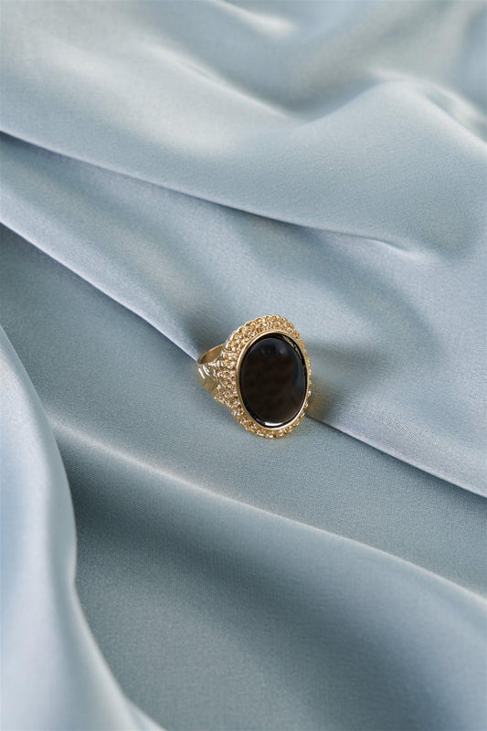 Black Oval Gemstone Ring /1 Piece