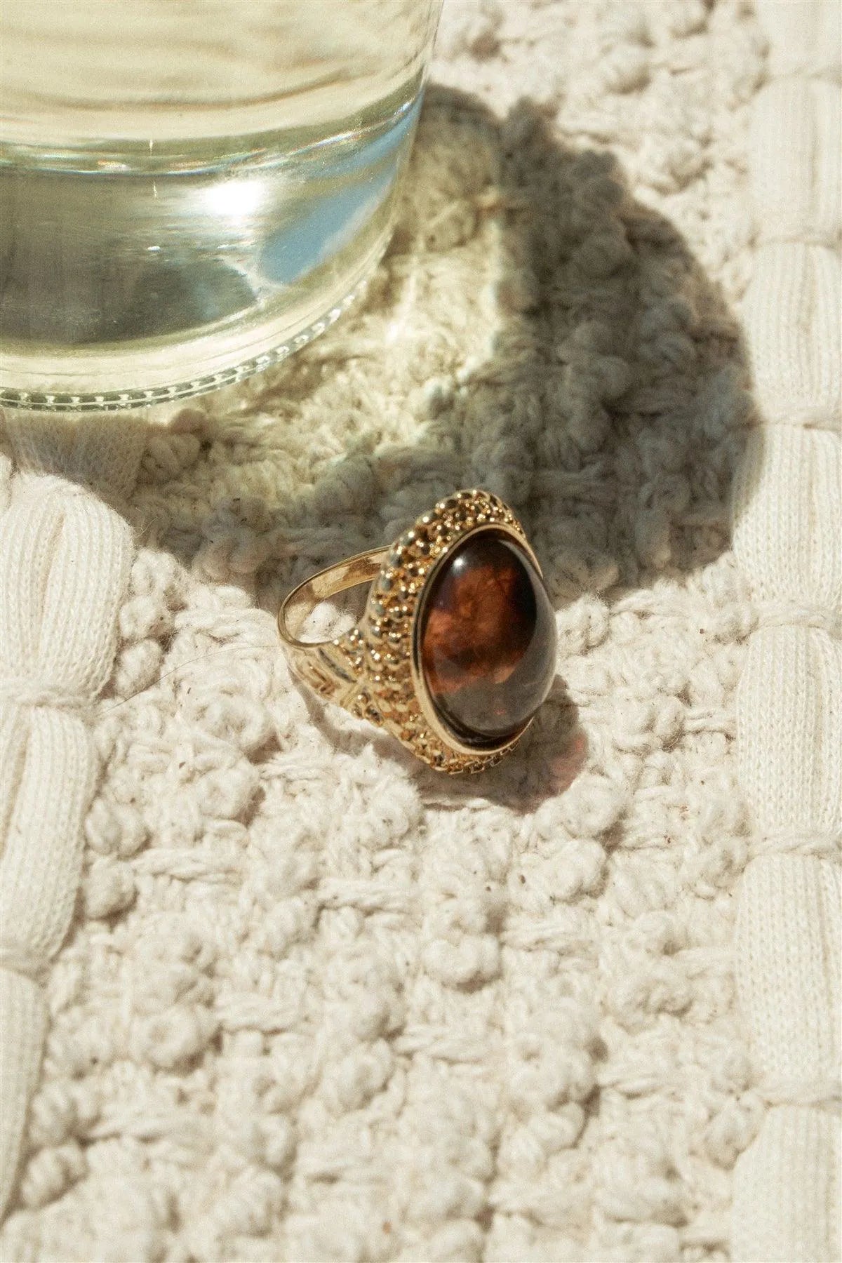 Brown Oval Gemstone Ring /1 Piece - Tasha Apparel Wholesale