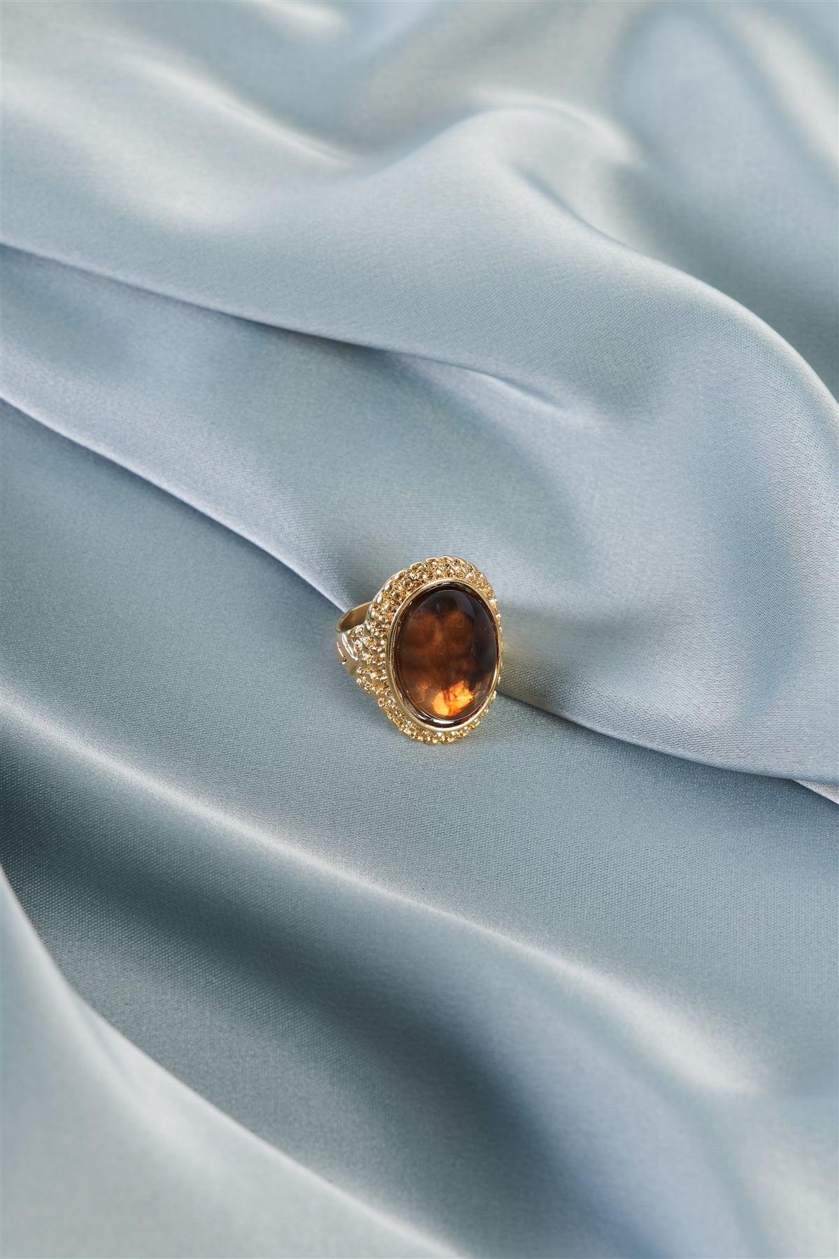 Brown Oval Gemstone Ring /1 Piece