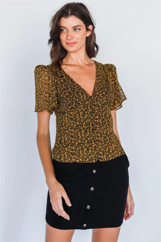Black Button-Up Two Pocket High Waist Mini Skirt /4-2-1 - Tasha Apparel Wholesale