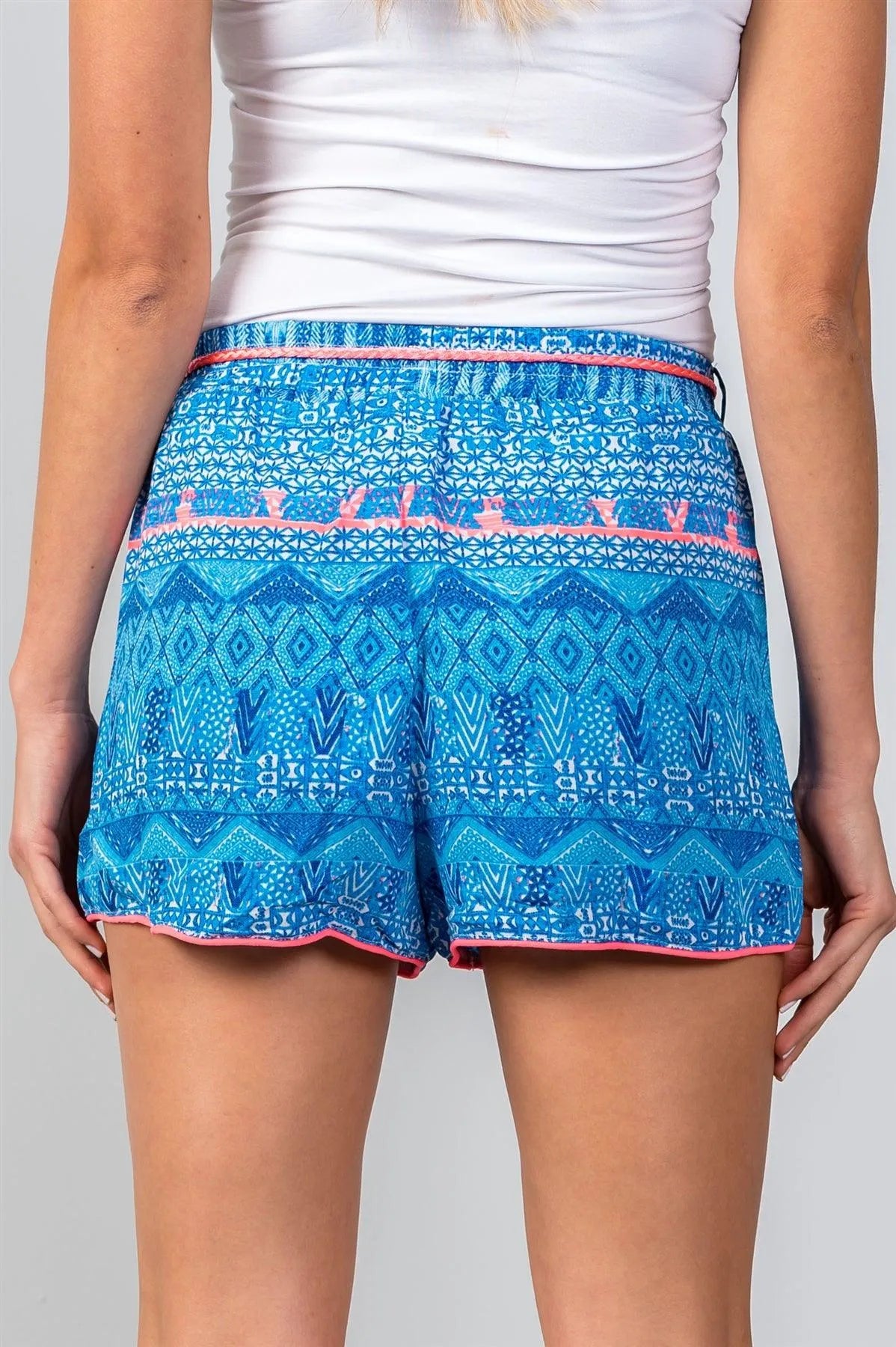 Waist Tie Multi Print Dolphin Shorts /3-2-1 - Tasha Apparel Wholesale