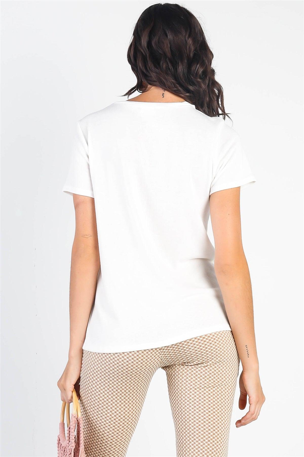 White Graphic Print "California" Short Sleeve T-Shirt Top /3-2-1 - Tasha Apparel Wholesale