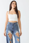 Ivory Textured Self-Tie Open Back Sleeveless Crop Top /3-2-1 - Tasha Apparel Wholesale