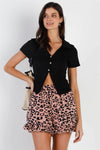 Black Ribbed Button Up Collared Crop Top /3-2-1 - Tasha Apparel Wholesale