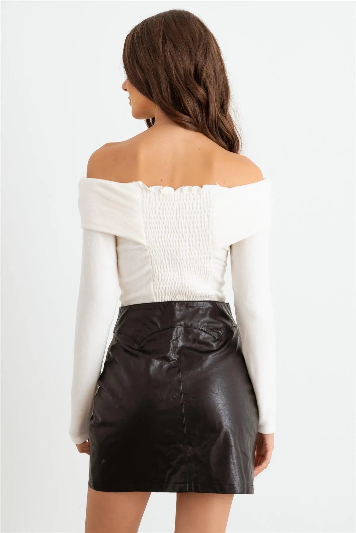 Off-White Off-The-Shoulder Long Sleeve Bodysuit /3-2-1 - Tasha Apparel Wholesale