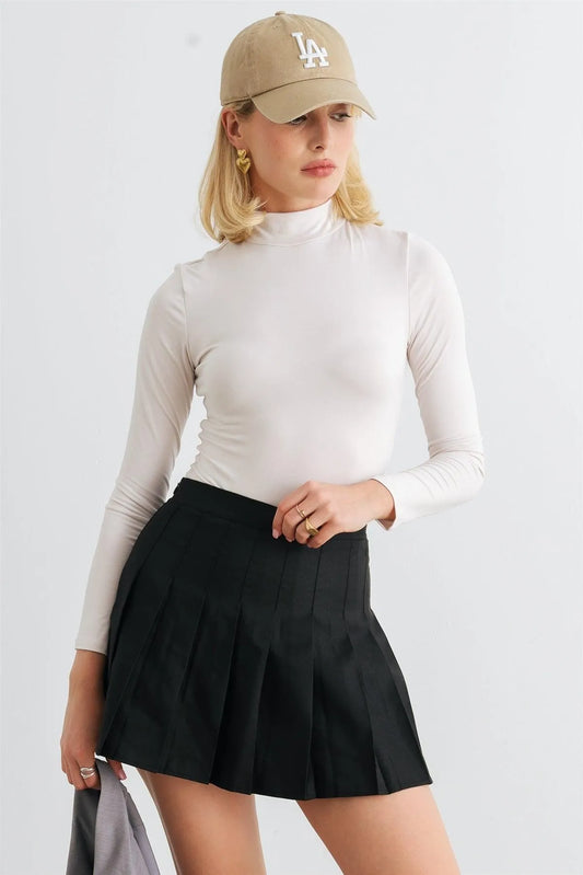 Bone Long Sleeve Mock Neck Cut-Out Back Bodysuit /1-2-2-1 - Tasha Apparel Wholesale