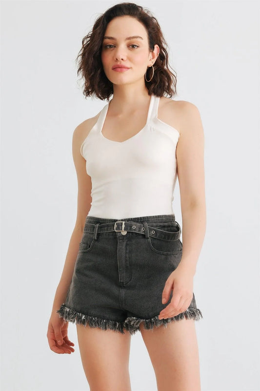 Cream Sleeveless Criss-Cross Back Bodysuit /1-2-2-1 - Tasha Apparel Wholesale