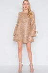 Camel Long Sleeve Abstract Print Dress /1-1-1 - Tasha Apparel Wholesale