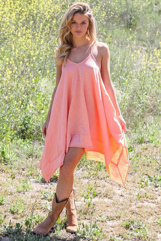Mango Cotton Handkerchief Hem Sleeveless Strappy Dress /2-2-2 - Tasha Apparel Wholesale