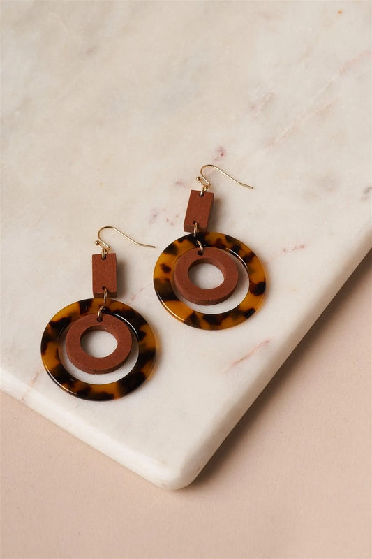 Circle Acetate Dangle Drop Earrings /6 Pairs - Tasha Apparel Wholesale