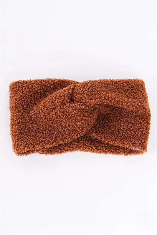 Light Brown Faux Shearling Fur Turban Twist Headband /3 Pieces - Tasha Apparel Wholesale