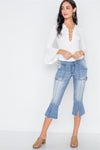 Denim Light Blue Mid-Rise Flare Cropped Jeans /2-2-2-2-2-2-1