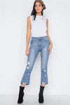 Medium Blue Denim Distressed Flare Ankle Jeans /2-3-3-2-2-2 - Tasha Apparel Wholesale