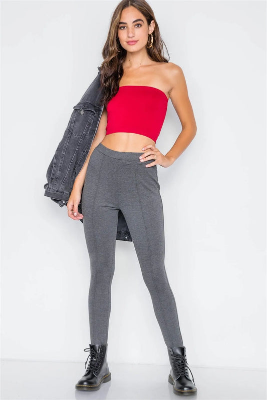 Heather Charcoal Thick Knit Leggings Pant /2-2-2 - Tasha Apparel Wholesale