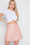 Blush High-Waist Vegan Leather Mini Skirt /2-2-2
