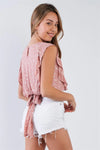 Mauve Sleeveless Star Print Ruffled Top /2-2-2 - Tasha Apparel Wholesale