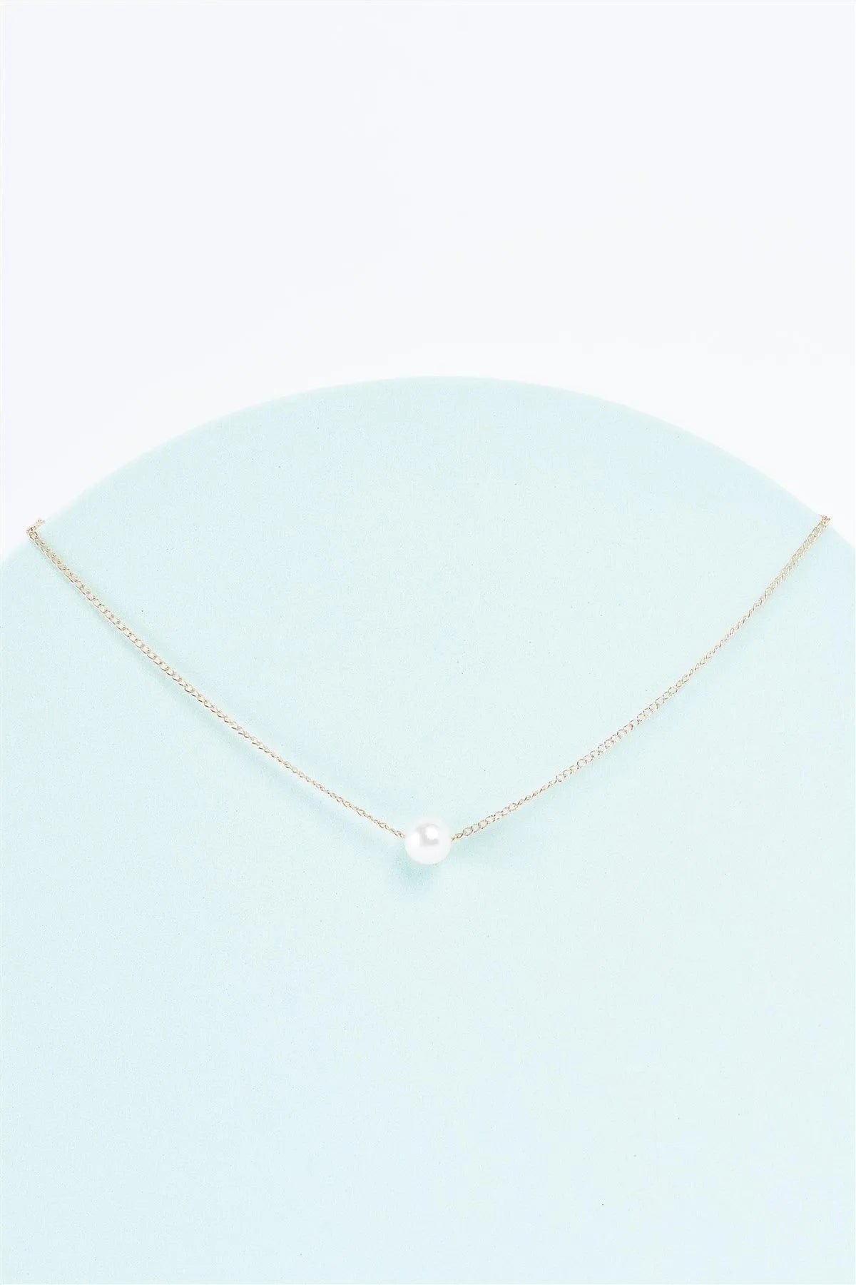 Gold Chain Single Pearl Charm Short Necklace /3 Pieces - Tasha Apparel Wholesale