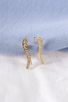 Gold Feather Wire Earrings /3 Pairs