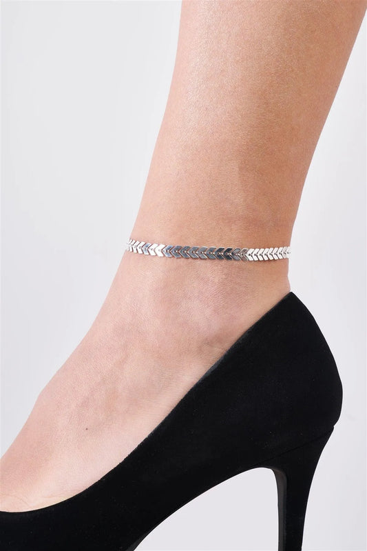 Silver Arrow Curb Anklet/ 3 Pieces - Tasha Apparel Wholesale