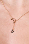 Gold Moon & Star Chain Open Necklace / 3 Pieces