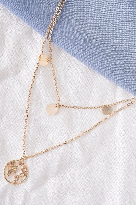 Gold Layered Globe Charmed Necklace - Tasha Apparel Wholesale