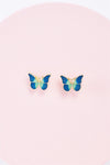 Gold & Blue Small Butterfly Stud Earrings /3 Pairs