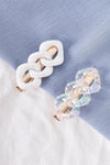 Large Soap Bubble Clear Iridescent Chain Link Alligator Hair Clip /3 Pieces