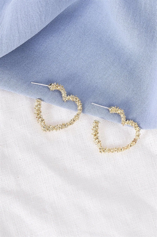 Shaved Gold Crust Heart Shaped Stud Earrings /3 Pieces - Tasha Apparel Wholesale