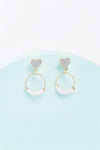 Gold & Grey Heart Pearl Circle Drop Earrings /3 Pairs