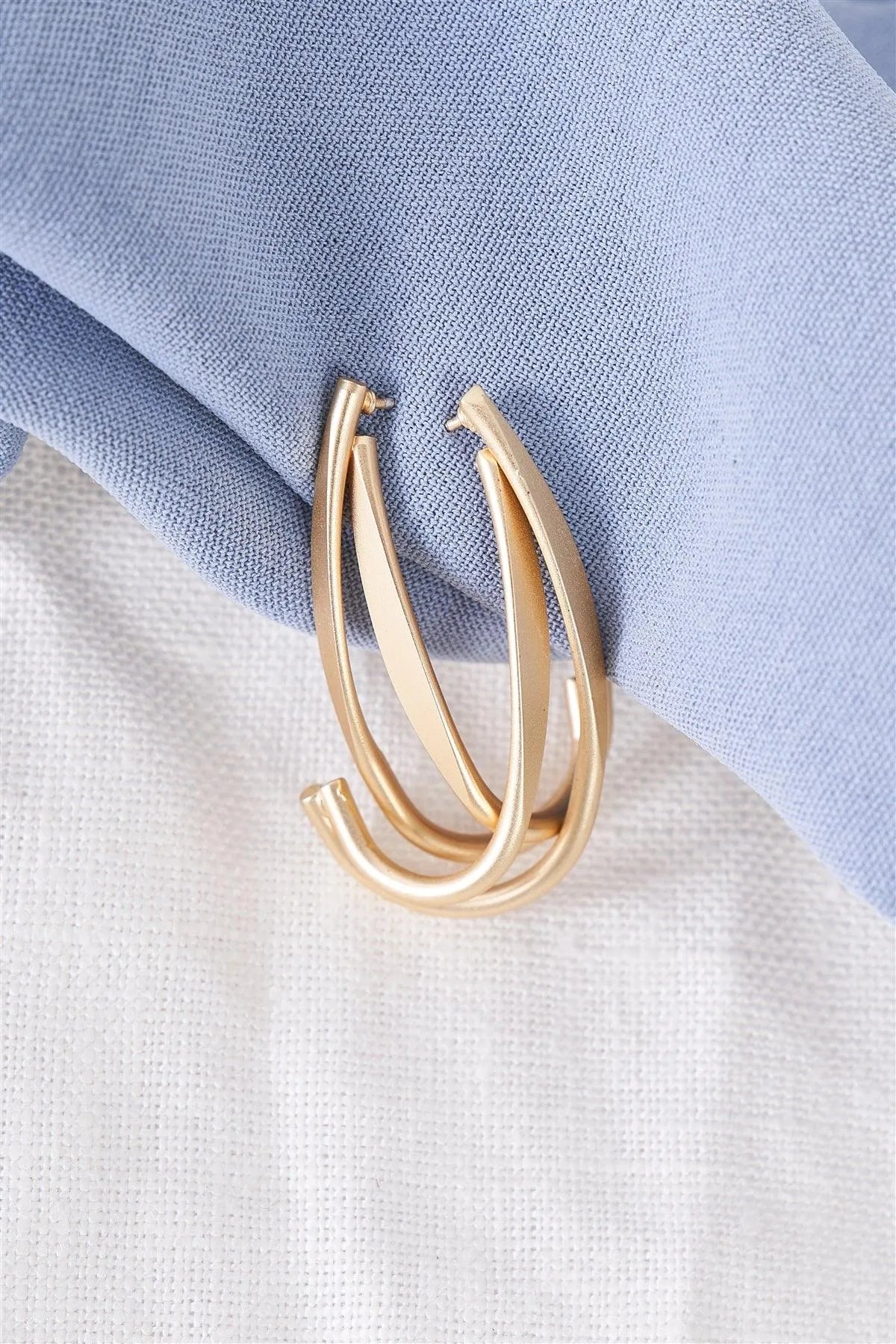 Gold Double Hook Earrings - Tasha Apparel Wholesale