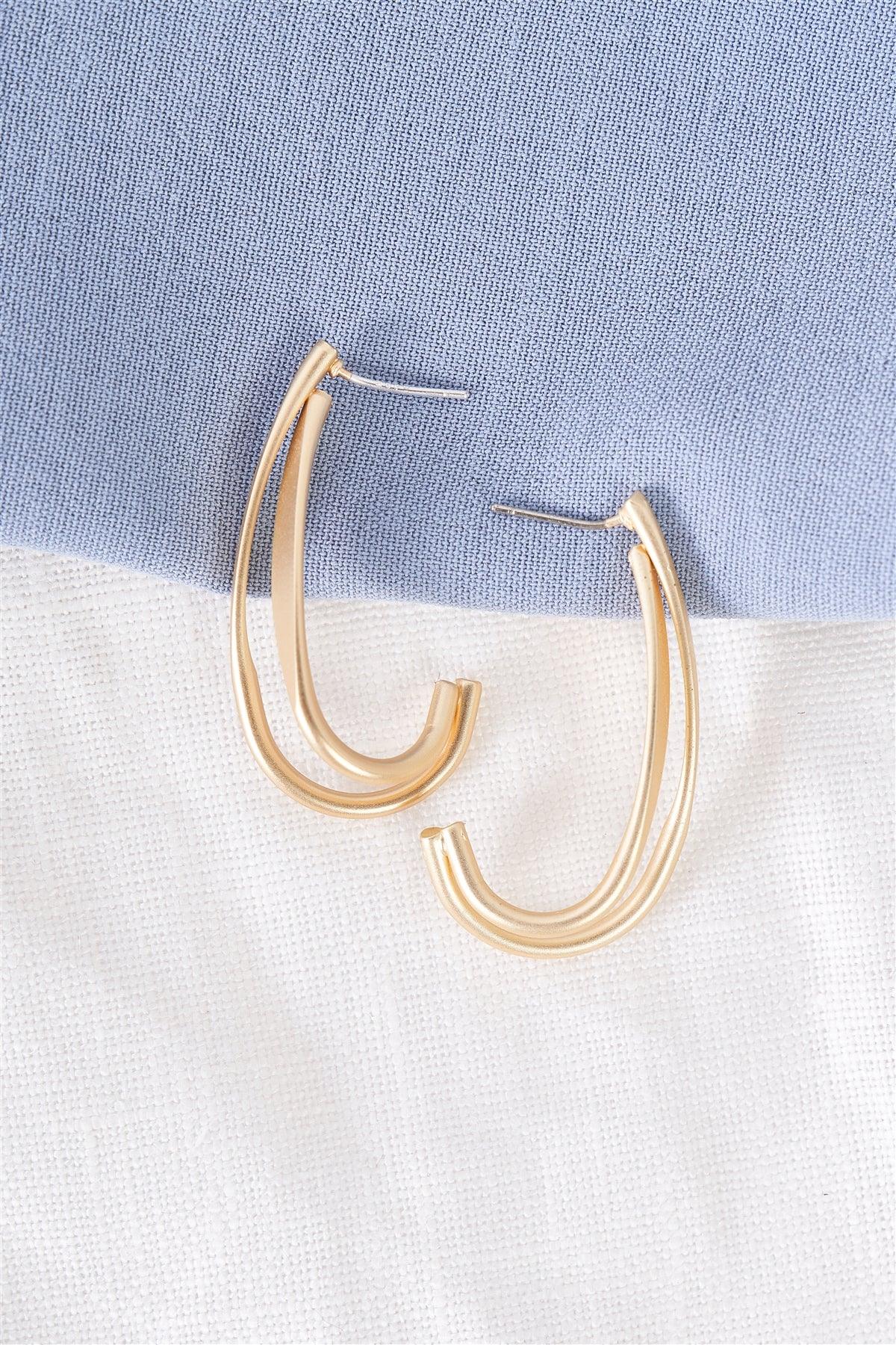 Gold Double Hook Earrings / 3 Pairs