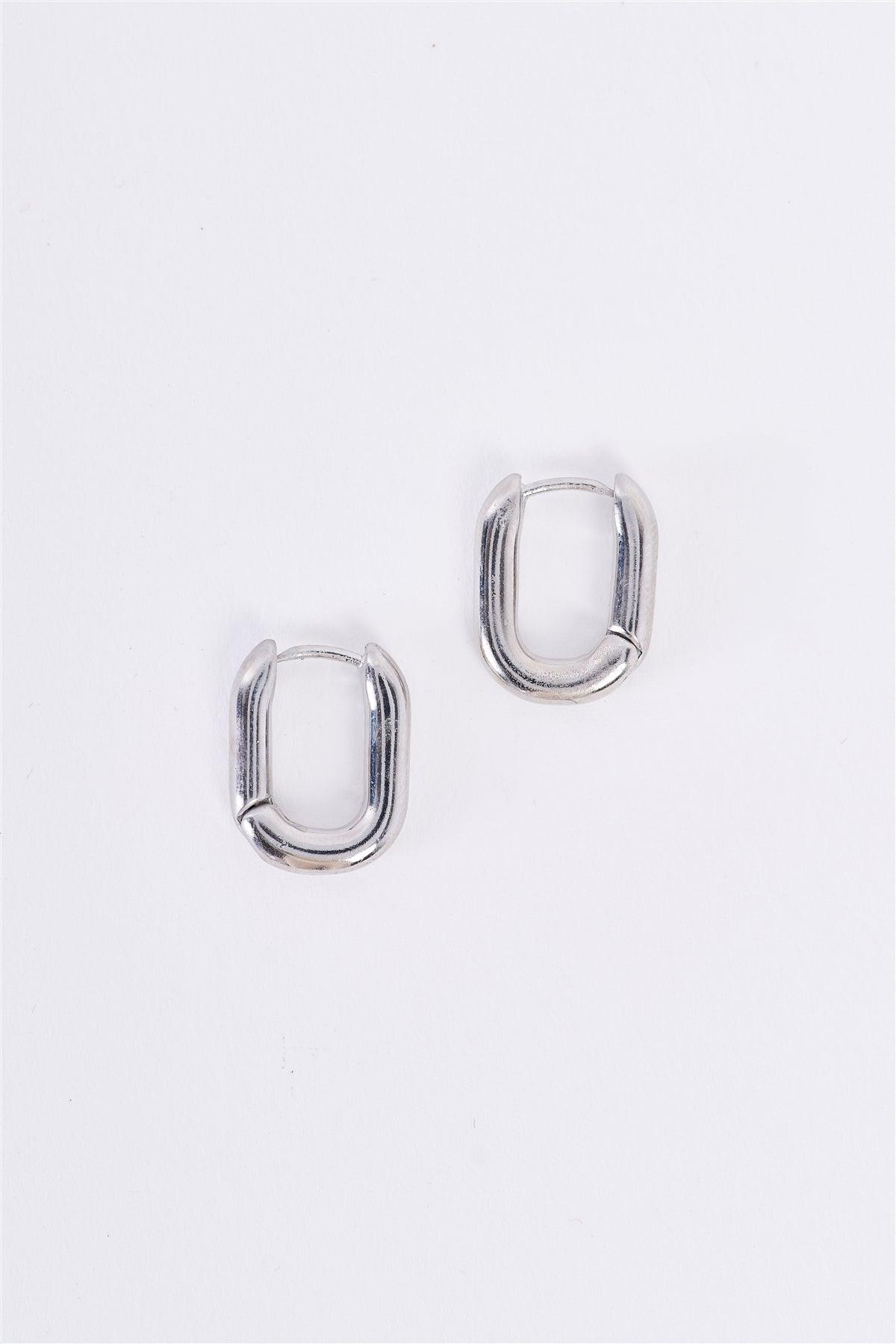 Silver Tiny Oval Huggie Earrings /3 Pieces