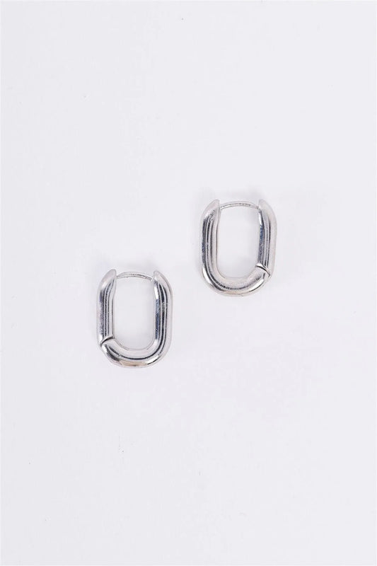 Silver Tiny Oval Huggie Earrings /3 Pieces - Tasha Apparel Wholesale