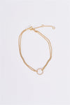Gold Double Chain Ring Charm Bracelet /3 Pieces