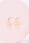 Gold Brass Cutout Unfinished Square Dangle Earrings /3 Pairs