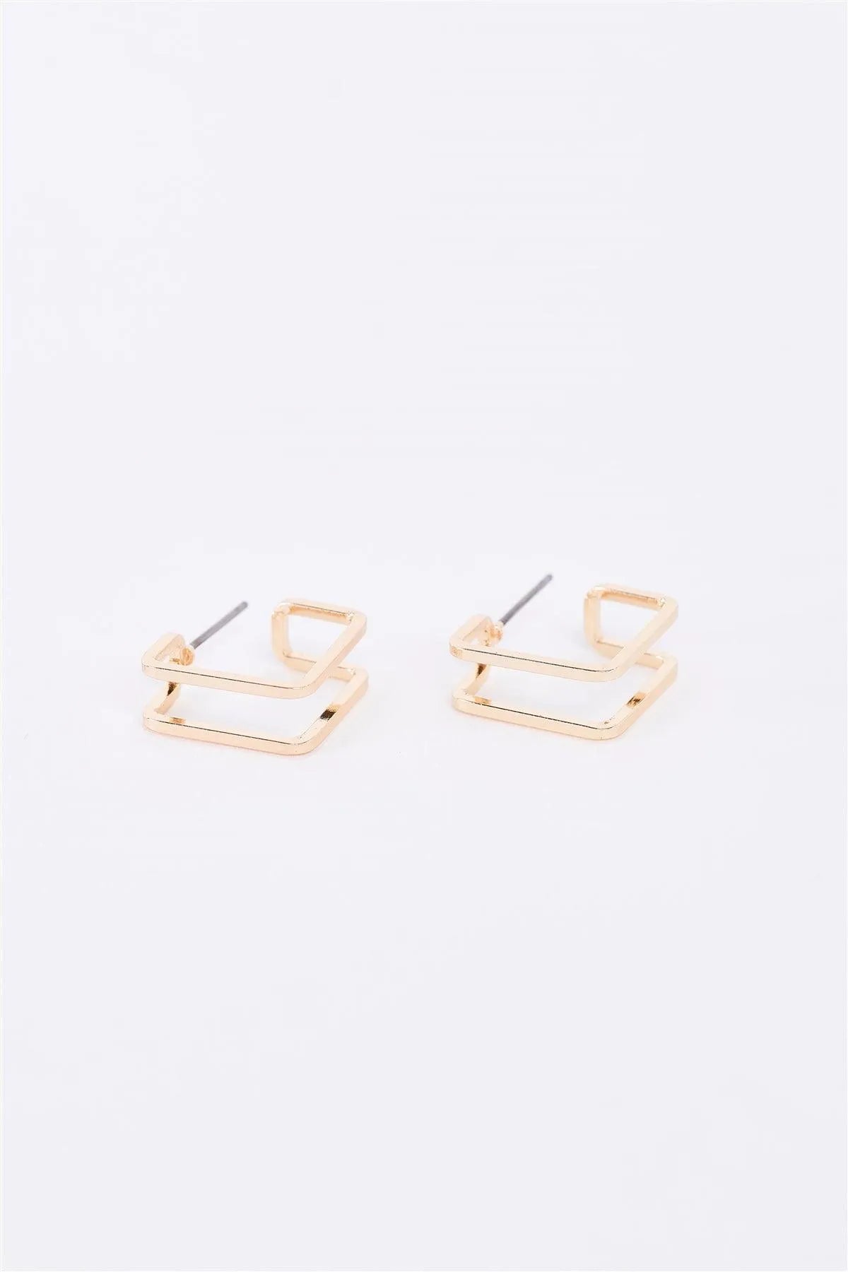 Gold Brass Cutout Unfinished Square Dangle Earrings - Tasha Apparel Wholesale