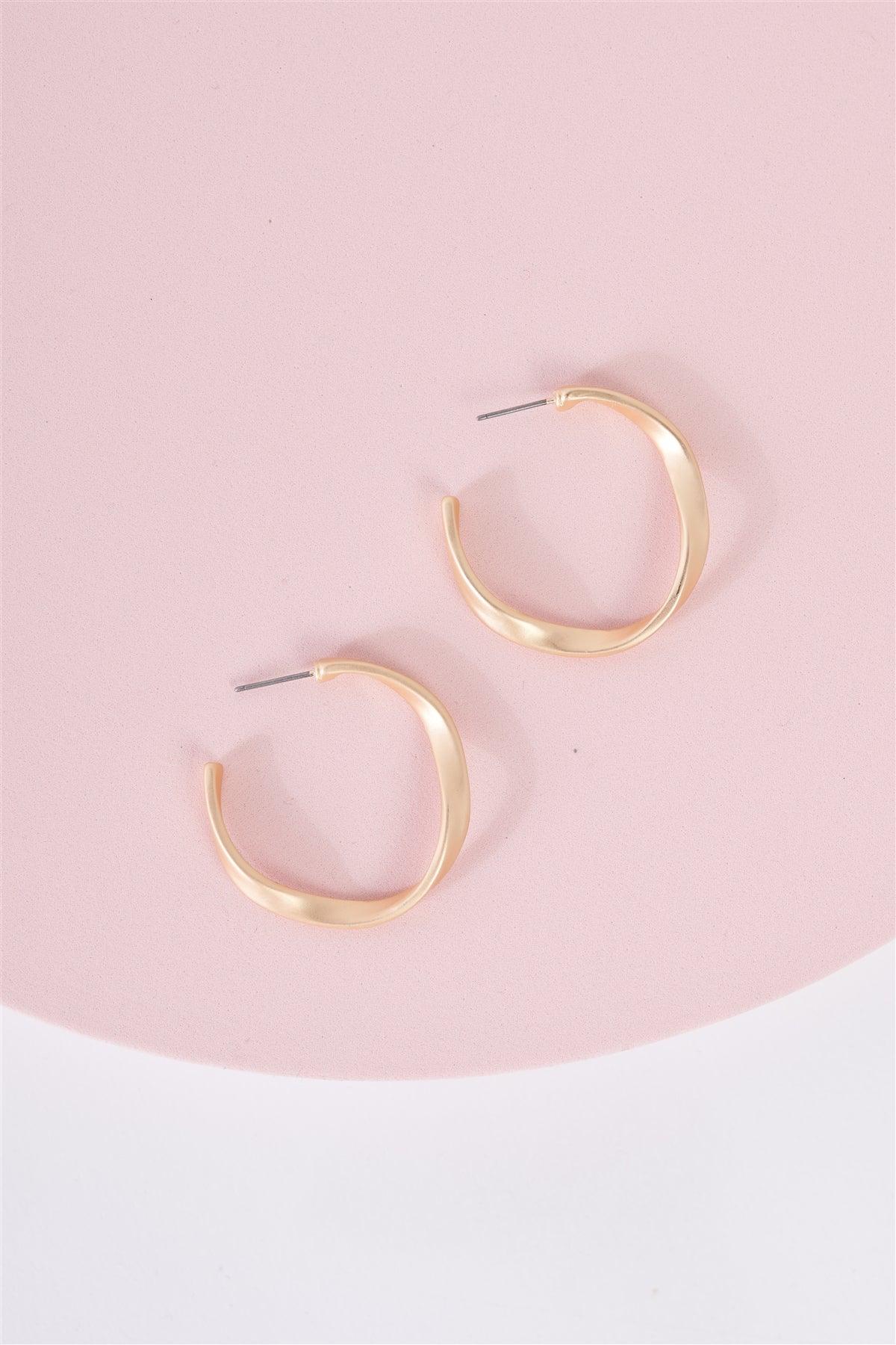 Matte Gold Twisted Circular Earrings /3 Pairs