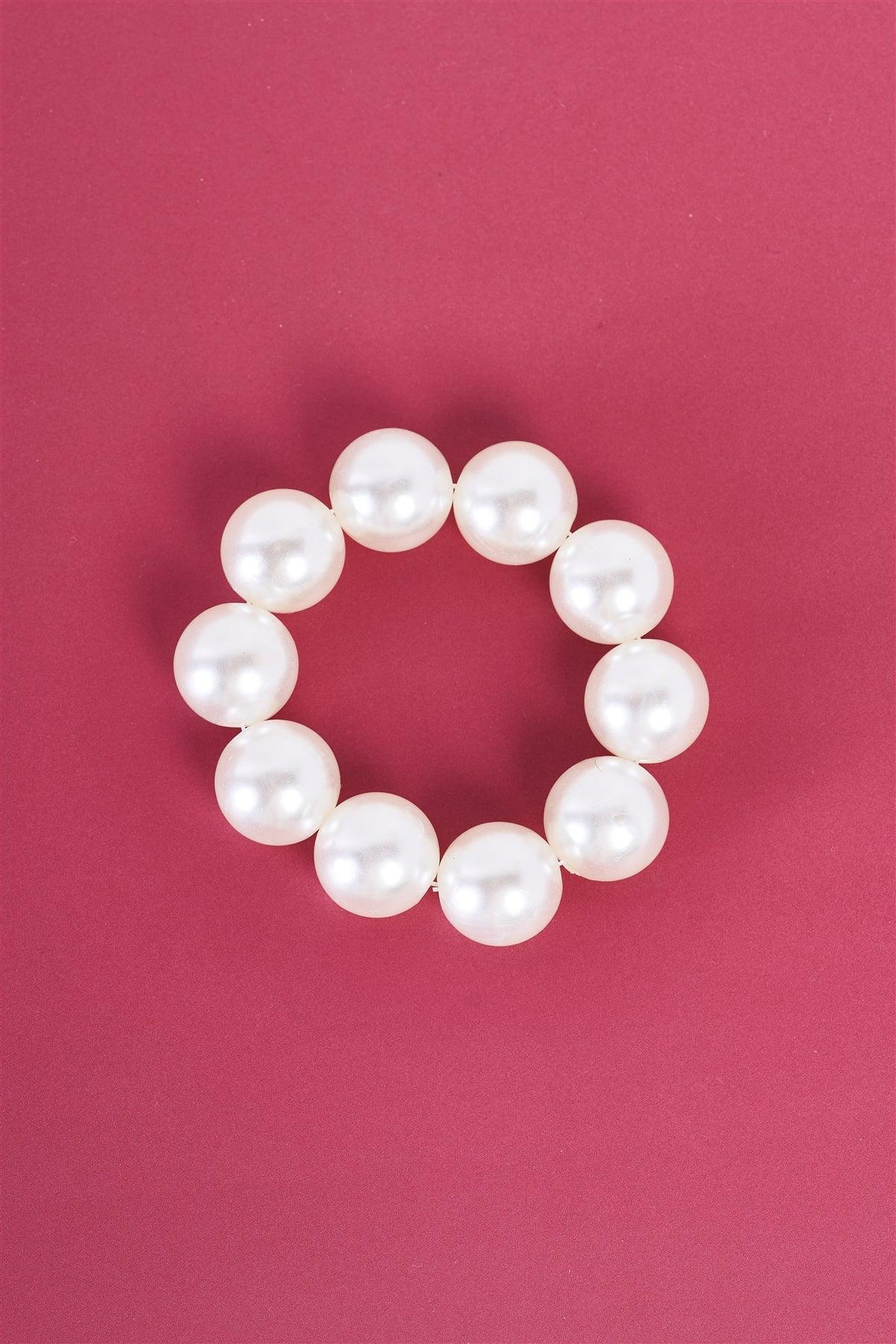 Pearls Are Always Relevant Large Pearl Wrist Bracelet /3 Pieces