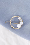 Gold Twisted Circle Shaped Pearl & Faux Diamond Detail Hair Clip /3 Pieces - Tasha Apparel Wholesale