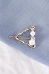 Gold Twisted Triangle Shaped Pearl & Faux Diamond Detail Hair Clip /3 Pieces - Tasha Apparel Wholesale