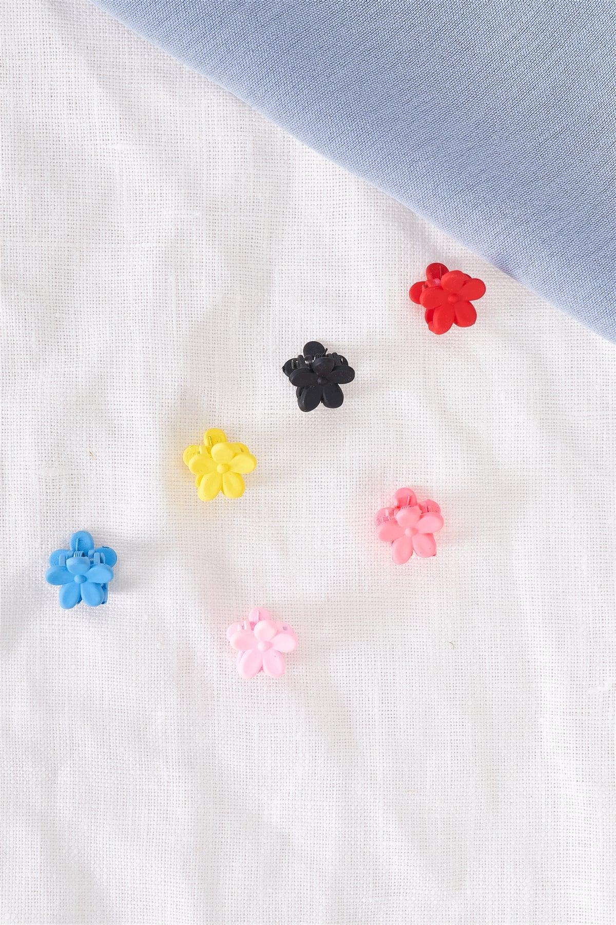 Black Flower Mini Claw Hair Clip / 3 Pieces
