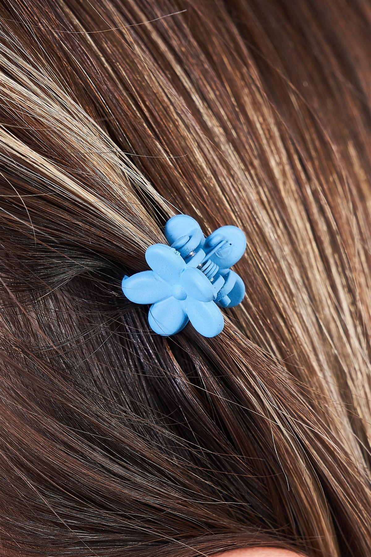Blue Flower Mini Claw Hair Clip / 3 Pieces