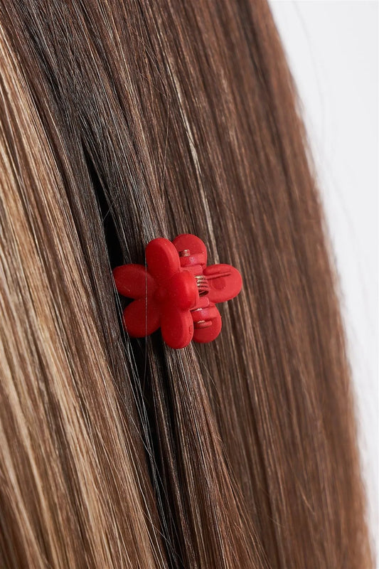 Red Flower Mini Claw Hair Clip / 3 Pieces - Tasha Apparel Wholesale