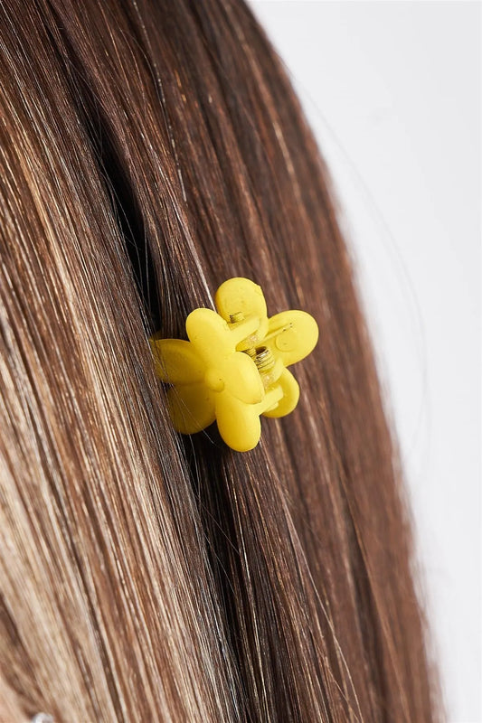 Yellow Flower Mini Claw Hair Clip / 3 Pieces - Tasha Apparel Wholesale